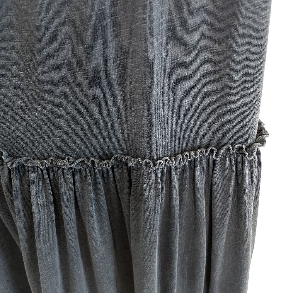 Sundry Flowy Tiered Maxi Dress With Spaghetti Straps In Heathered Blue, L - Picture 6 of 8